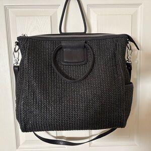Sheila Large Hobo Black Raffia
